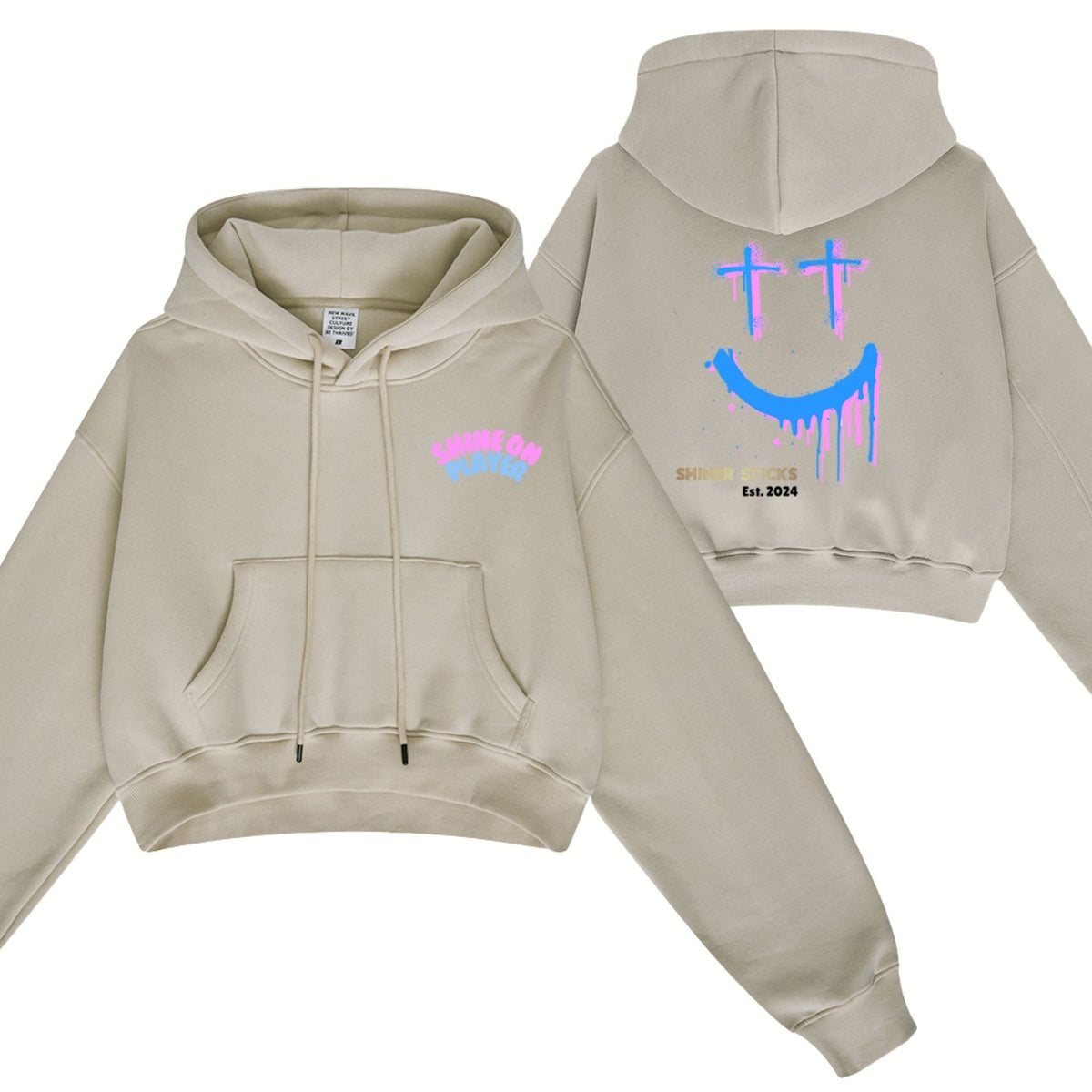 Fleece-Lined Cropped Hoodies [Dark Grey | White | Tan | Pink] image 4