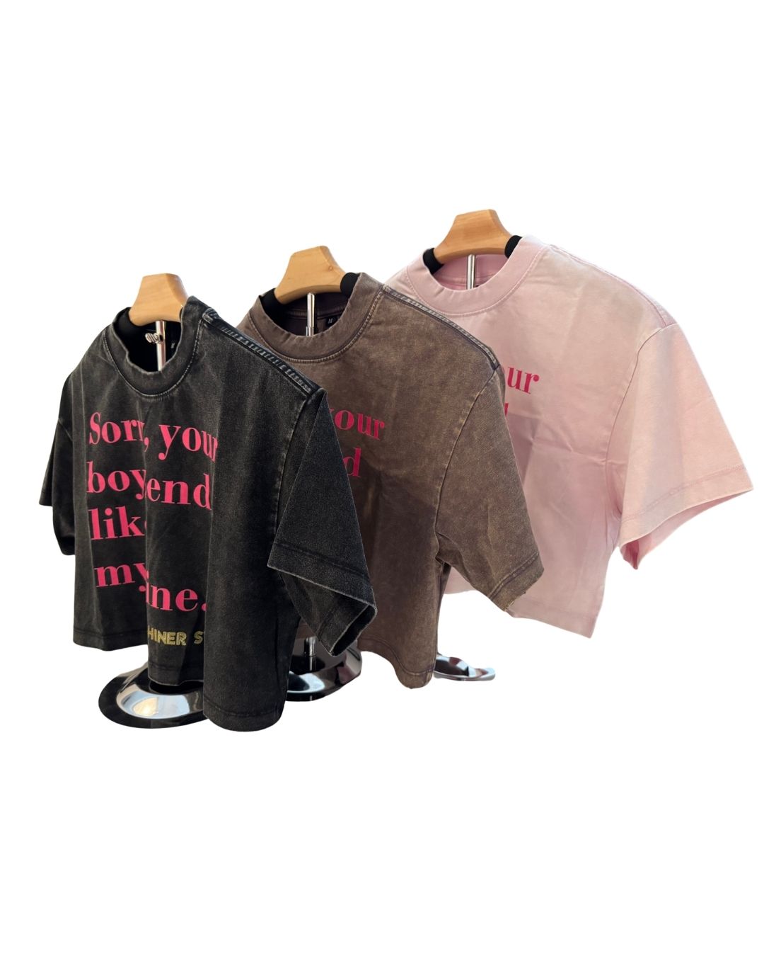 "Sorry, Your Boyfriend Likes My Shine" Crop Top [Black | Grey | Pink] image 3
