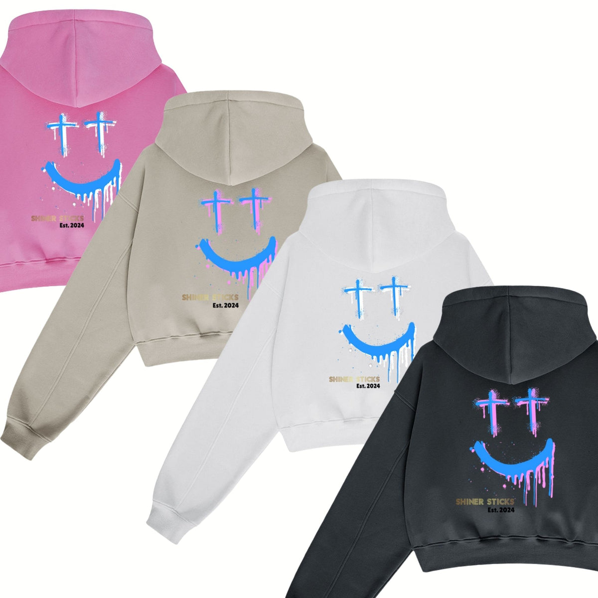 Fleece-Lined Cropped Hoodies [Dark Grey | White | Tan | Pink] image 1