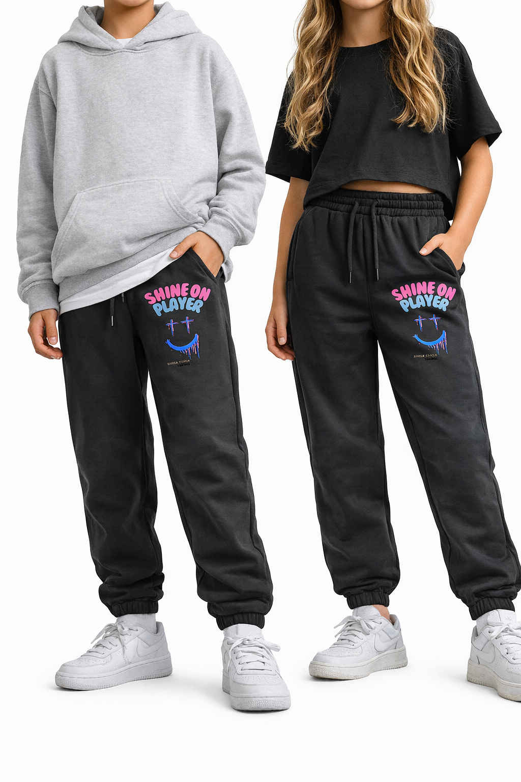 Fleece-Lined Unisex Joggers [Dark Grey | White] image 2