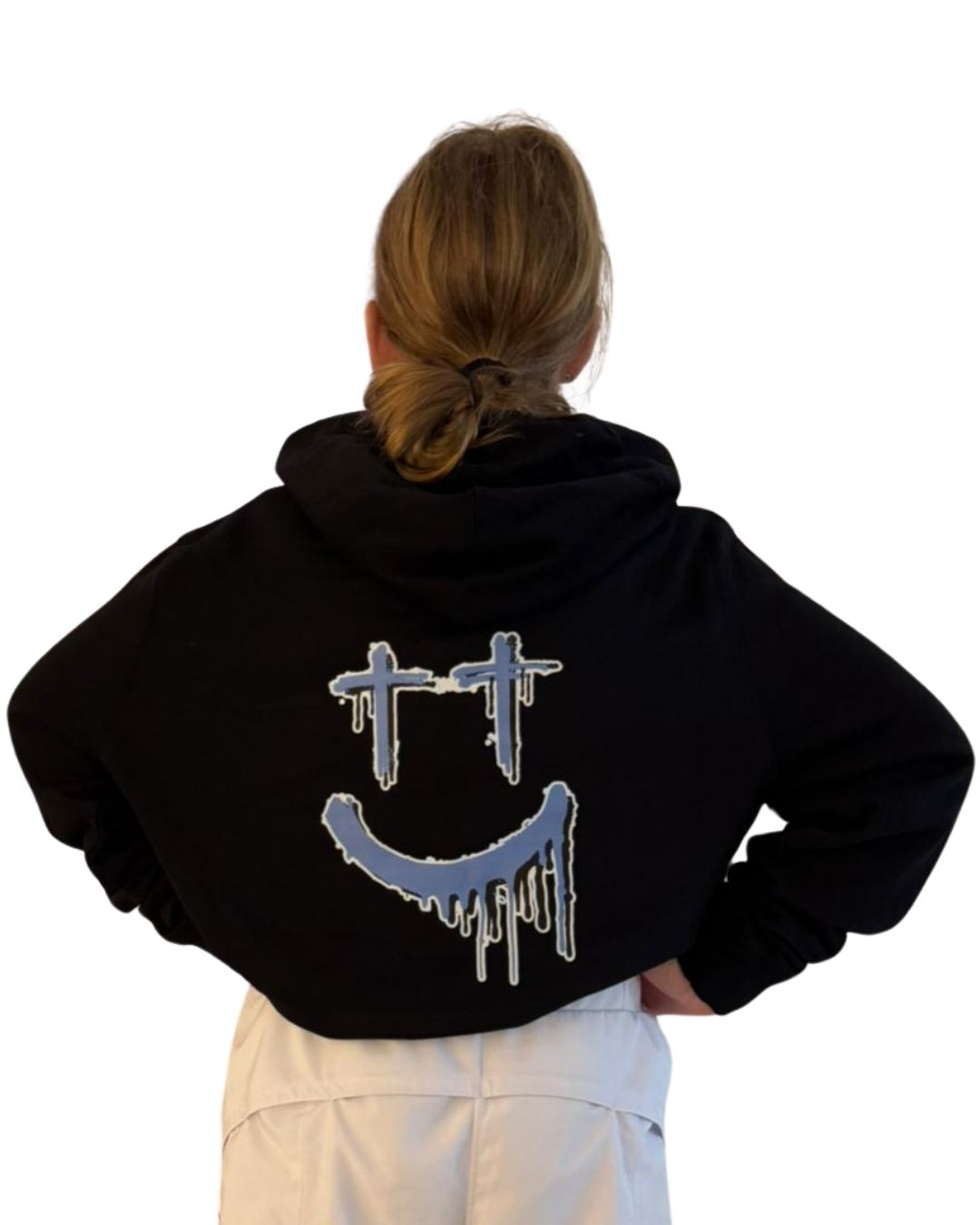 Smiley Face Light Hoodie Unisex [Black | Grey] image 4