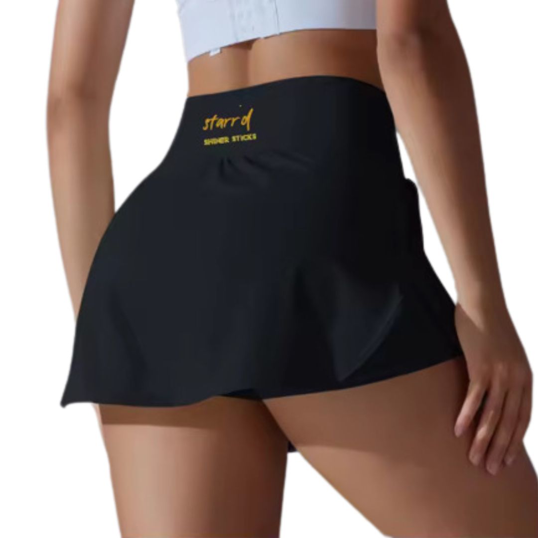 Women's Athletic Skirt with Built-In Shorts [Black | Pink] image 3