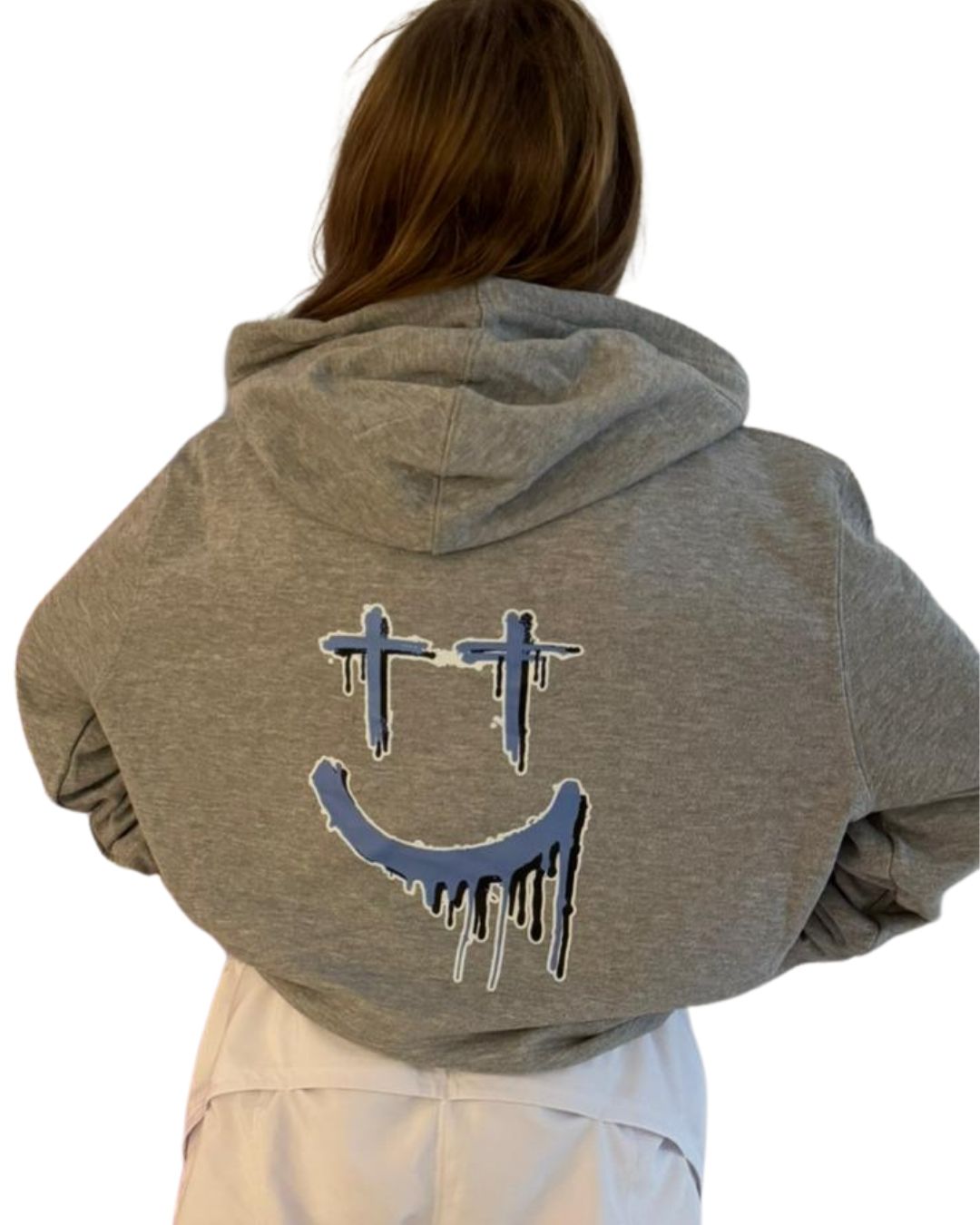 Smiley Face Light Hoodie Unisex [Black | Grey] image 3