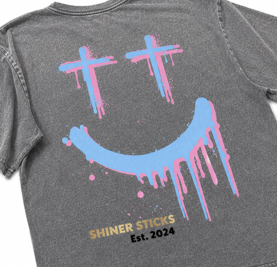 Oversized Acid-Washed Smiley Face Tshirt image 4