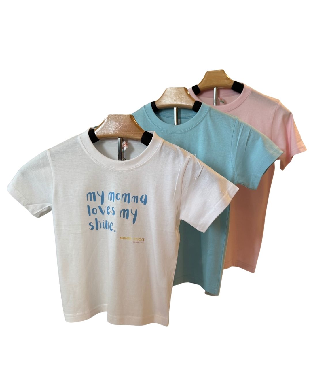 "my momma loves my shine" Kid's T-shirt [White | Blue | Pink] image 2