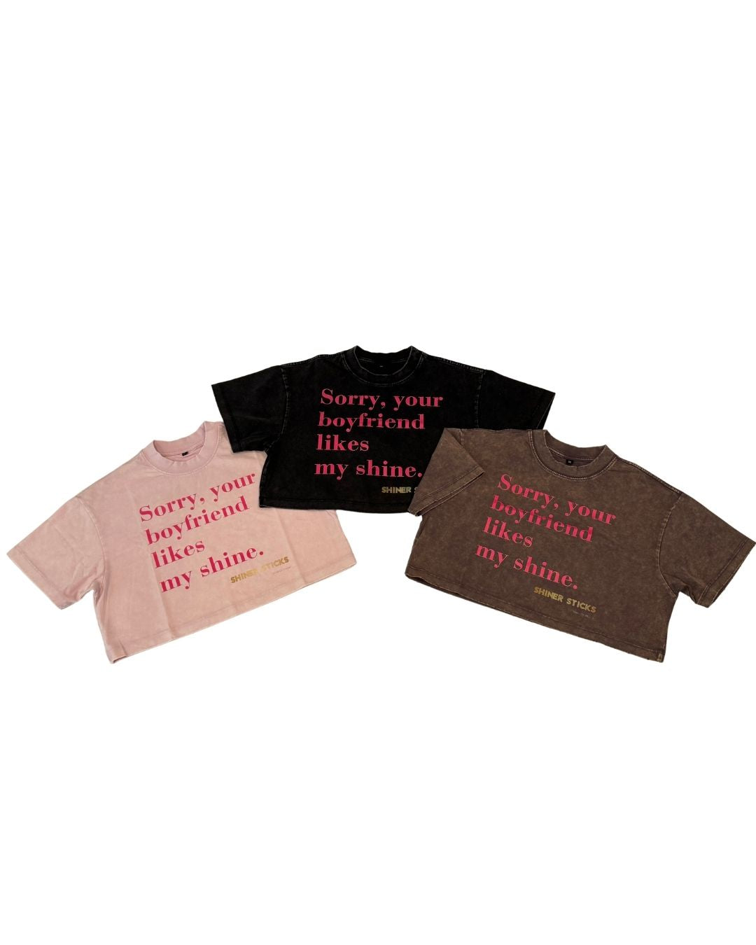 "Sorry, Your Boyfriend Likes My Shine" Crop Top [Black | Grey | Pink] image 2
