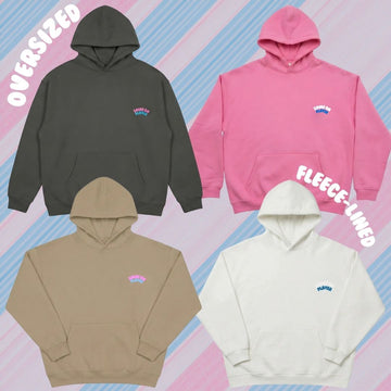Fleece-Lined Oversized Hoodies [Dark Grey | White | Khaki | Pink] image 0