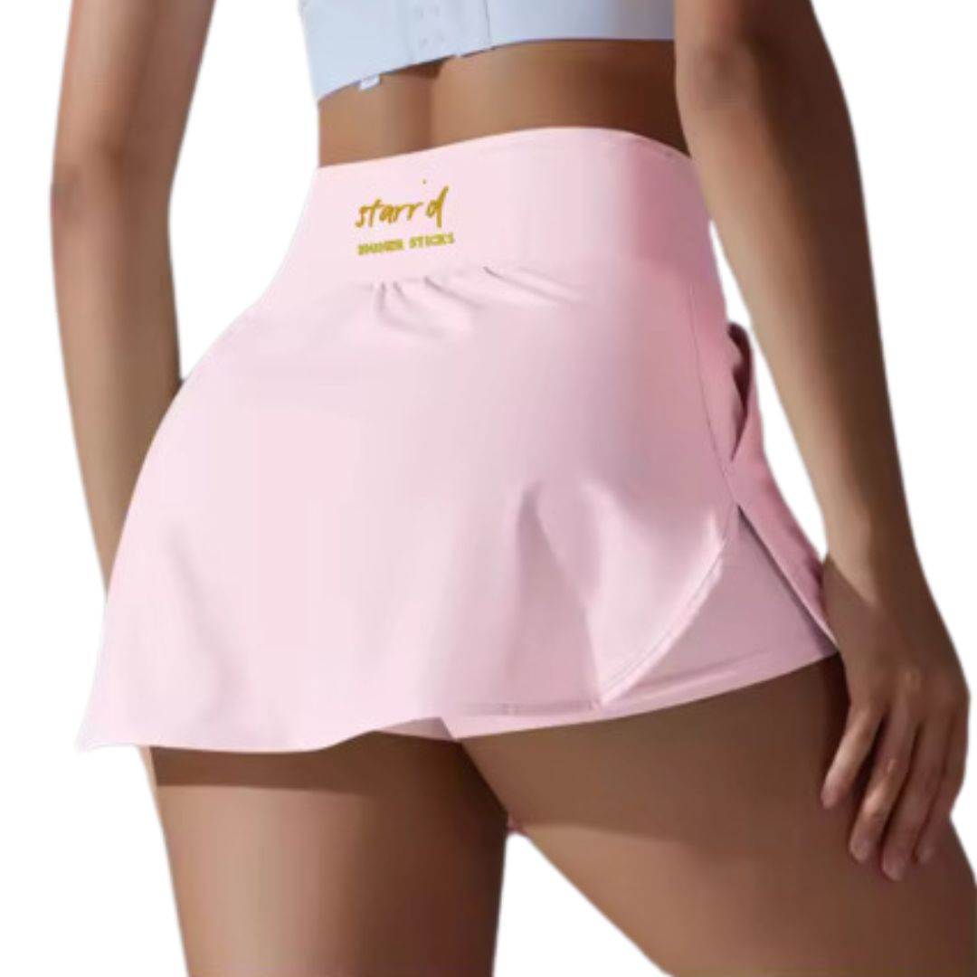 Women's Athletic Skirt with Built-In Shorts [Black | Pink] image 2