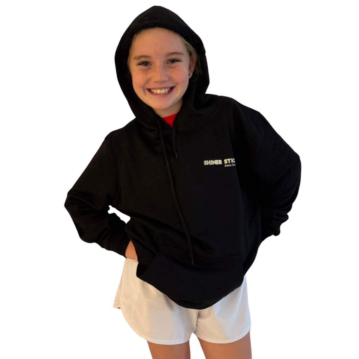 Smiley Face Light Hoodie Unisex [Black | Grey] image 2