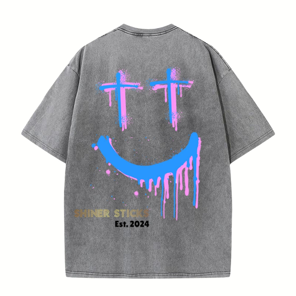 Oversized Acid-Washed Smiley Face Tshirt image 3