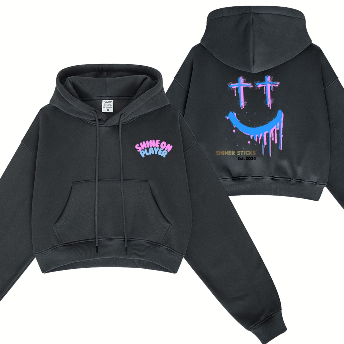 Fleece-Lined Cropped Hoodies [Dark Grey | White | Tan | Pink] image 2