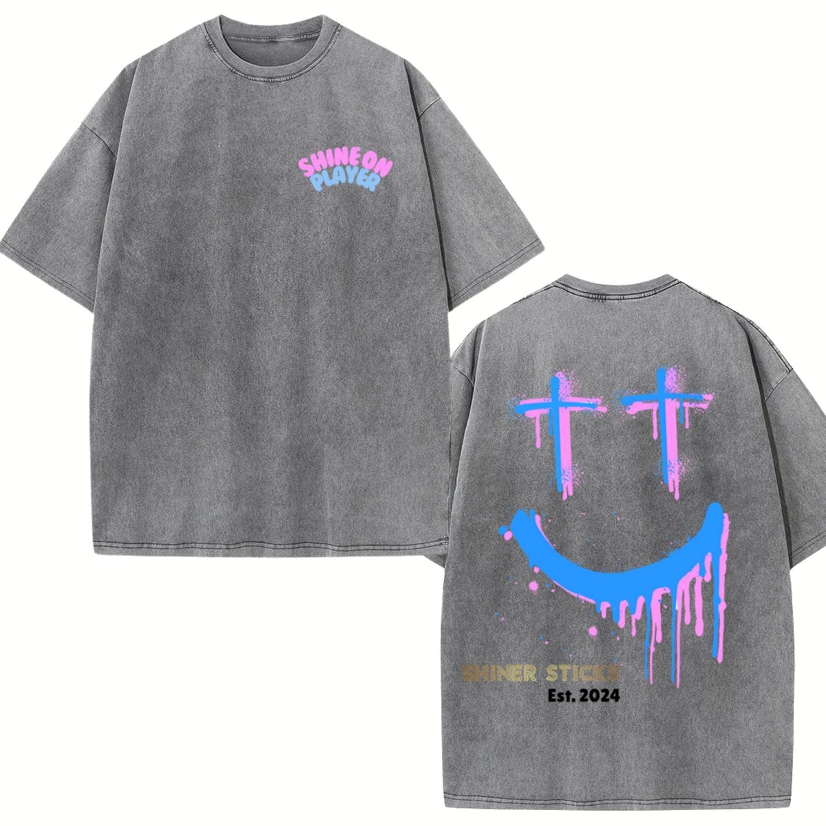 Oversized Acid-Washed Smiley Face Tshirt image 1